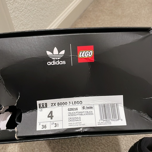 ADIDAS ZX 8000 X LEGO® black SHOES big kids size 4 brand new with box - Picture 8 of 8